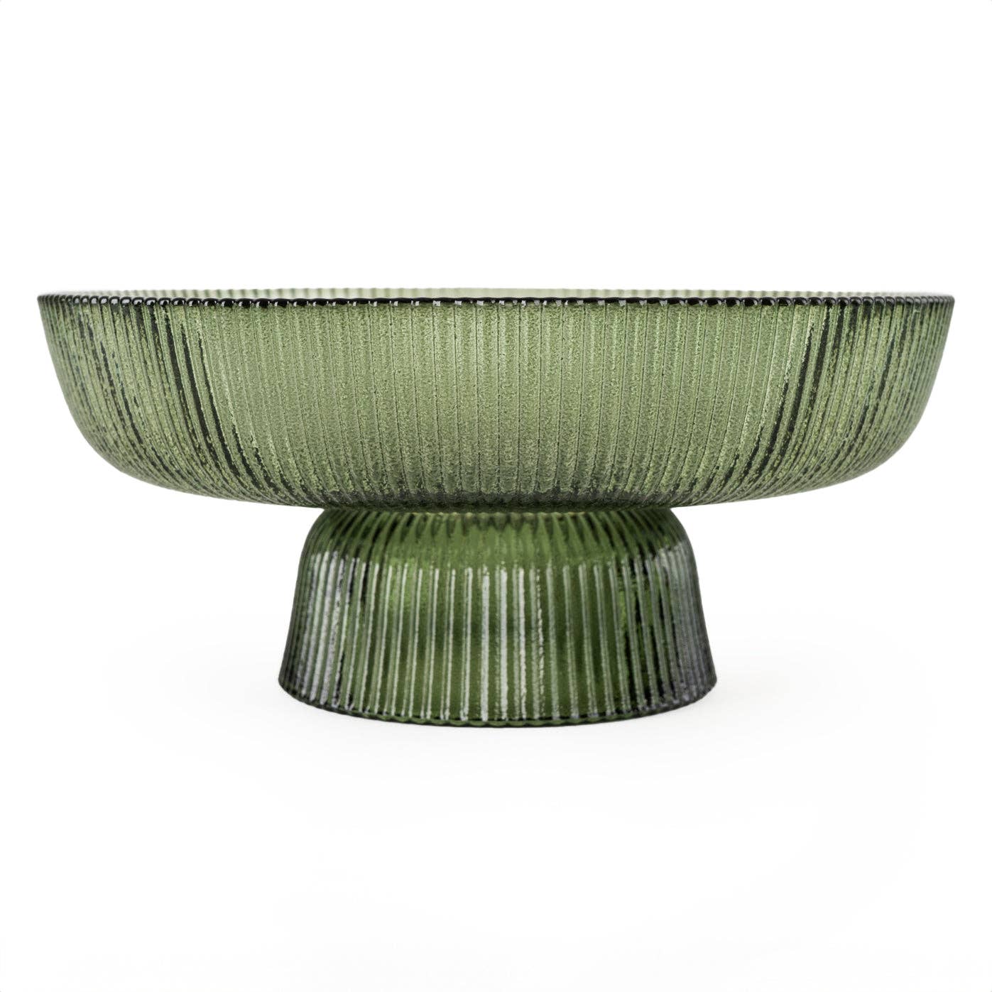 Ridged Glass Pedestal Bowl