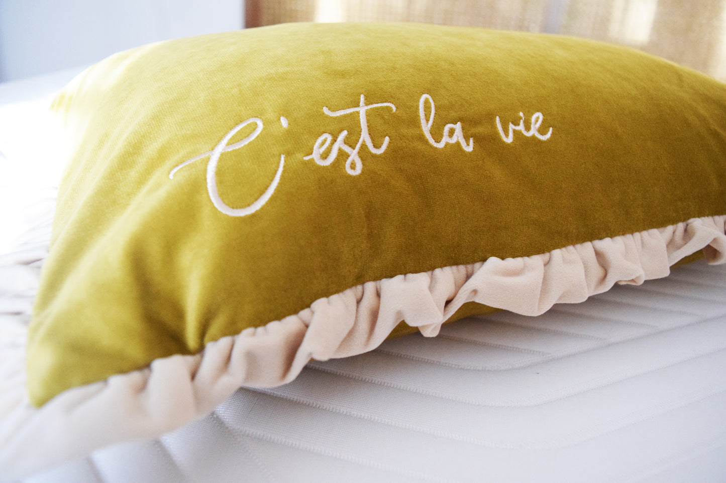 Cest La Vie Embroidered Cushion