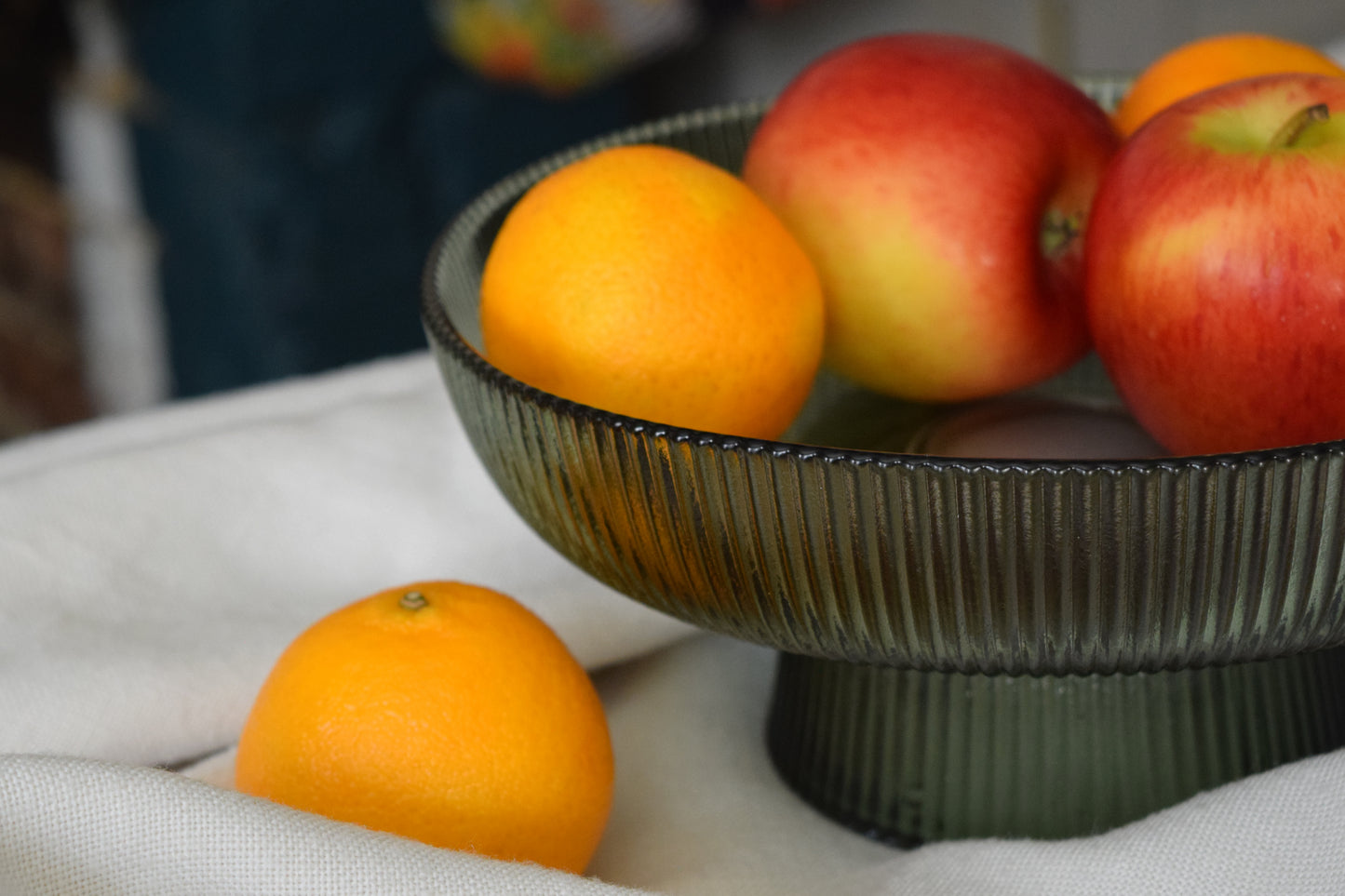 Ridged Glass Pedestal Bowl