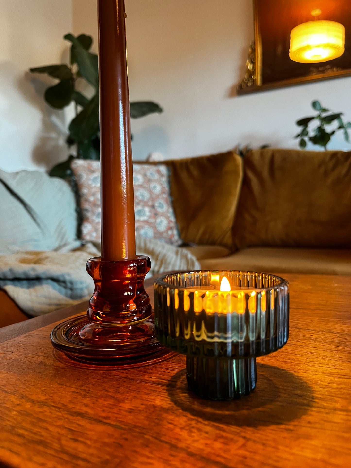 Amber Glass Candlestick
