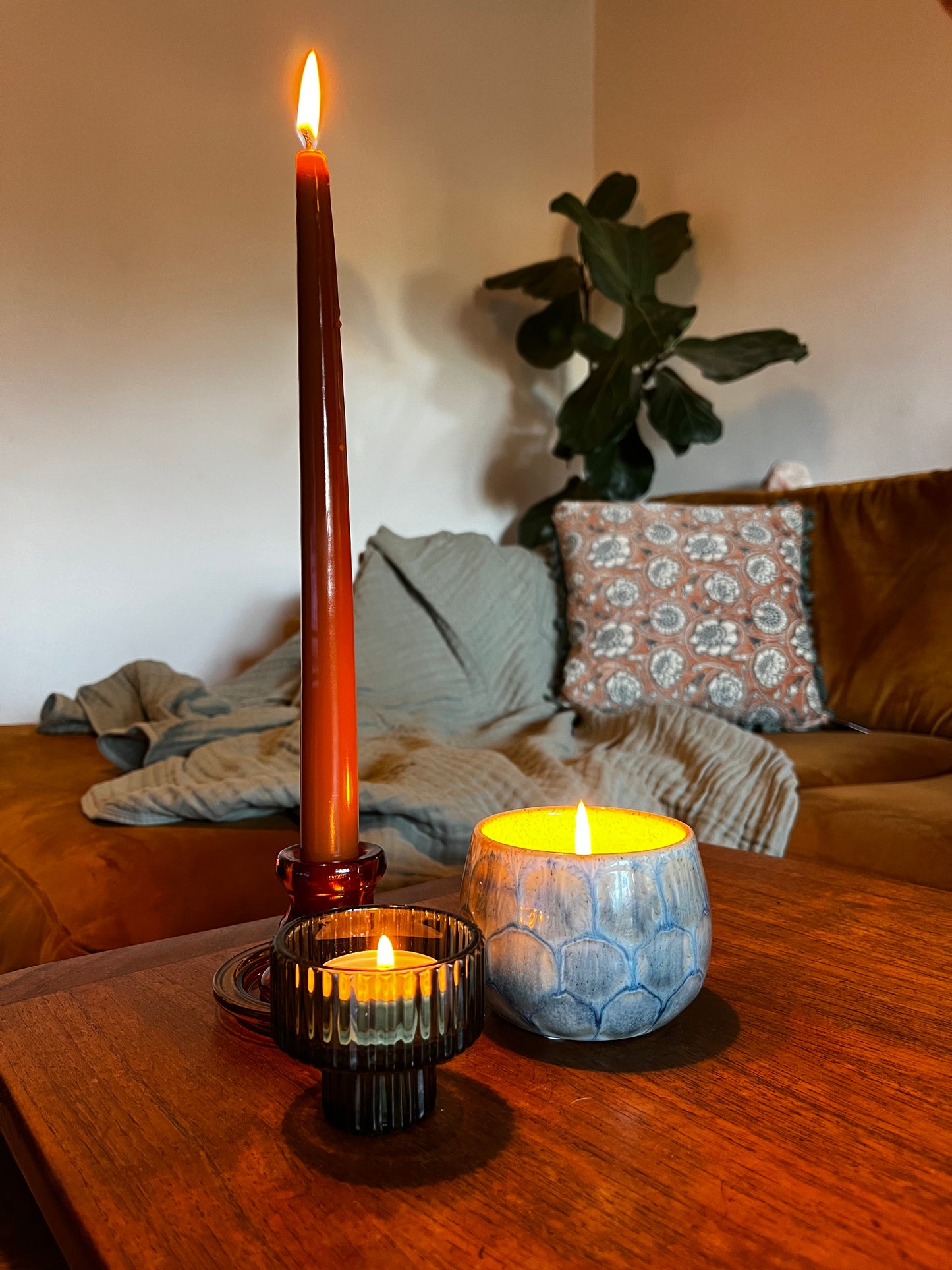 Green Reactive Glaze Candle